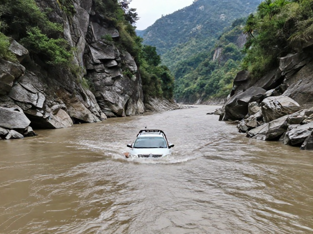 峡谷河畔环线自驾,0.3-1.5米涉水拖拽车辆准备指南
