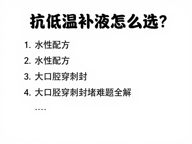抗低温补液怎么选？水性配方，大口径穿刺封堵难题全解