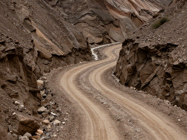 地质构造造就的泥泞土路与山间溪流秘境