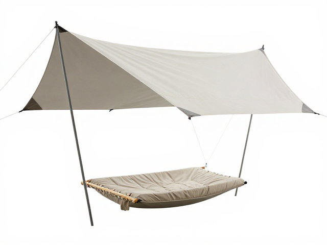 悬挂休闲床搭配Tarp天幕与风绳,户外露营终极遮阳避雨指南