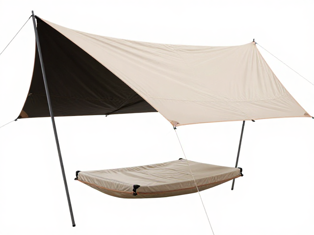 悬挂休闲床搭配Tarp天幕与风绳,户外露营终极遮阳避雨指南