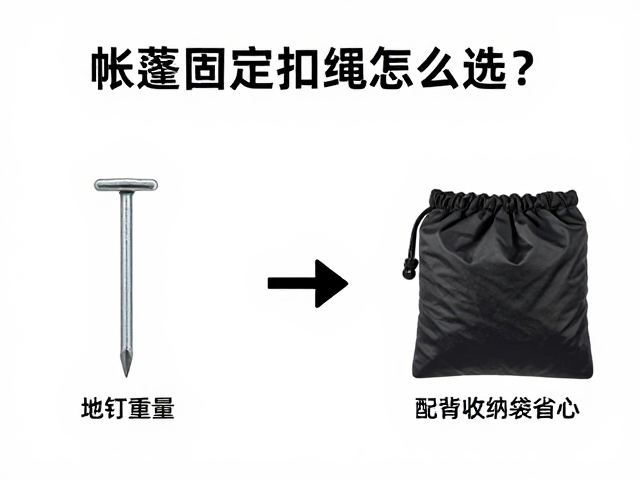 帐篷固定卡扣绳怎么选？关注地钉重量与便携性，配齐收纳袋更省心