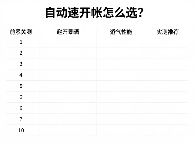 自动速开帐怎么选?避开暴晒,透气性能实测推荐