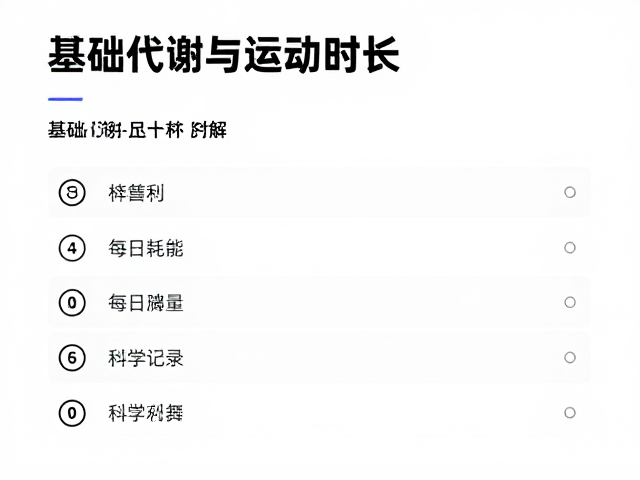 基础代谢与运动时长对照,精准计算每日耗能,科学记录高效减脂