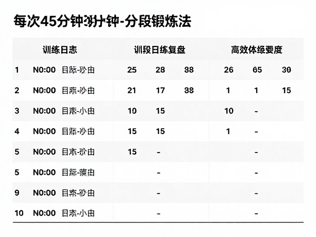 每次45分钟怎么练?分段锻炼法,训练日志复盘,高效提升体能