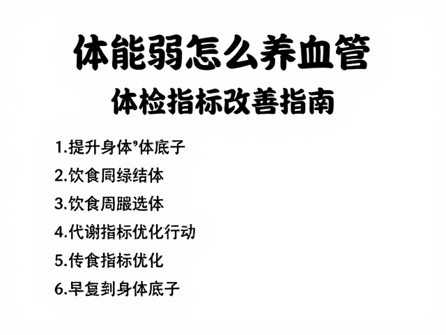 体能弱怎么养血管？体检指标改善指南，提升身体底子