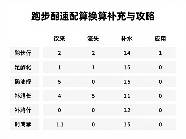 跑步配速换算与饮水电解质补充,时长换算全攻略