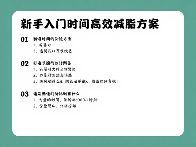 新手入门计划,持久燃脂,打造长时间高效减脂方案