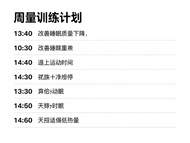 周训练计划,轻量活动助眠,改善睡眠质量下降
