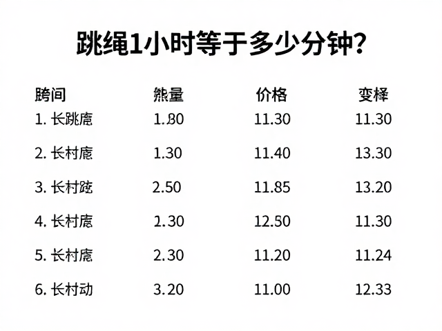 跳绳1小时等于多少分钟?长时间低强度跳绳的热量消耗与时长换算指南