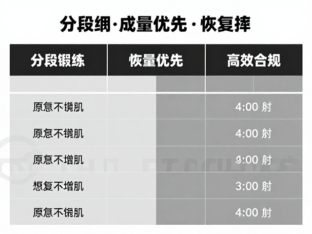 分段锻炼，恢复周，总量优先，高效增肌不受伤的训练策略