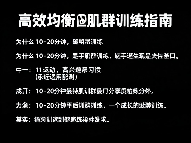 健身新手必看,每次10-20分钟,高效均衡肌群训练指南