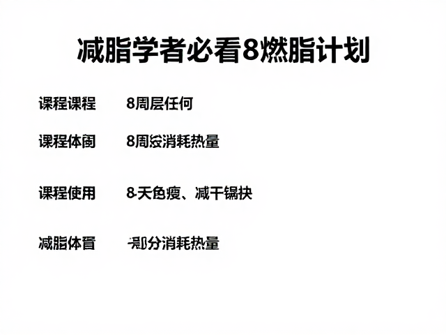 减脂初学者必看,8周燃脂计划,高效消耗热量轻松瘦