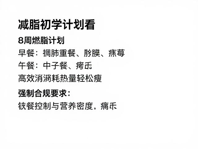 减脂初学者必看,8周燃脂计划,高效消耗热量轻松瘦
