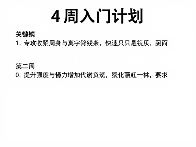 4周入门计划,专攻收紧周身与手臂线条,快速见效指南