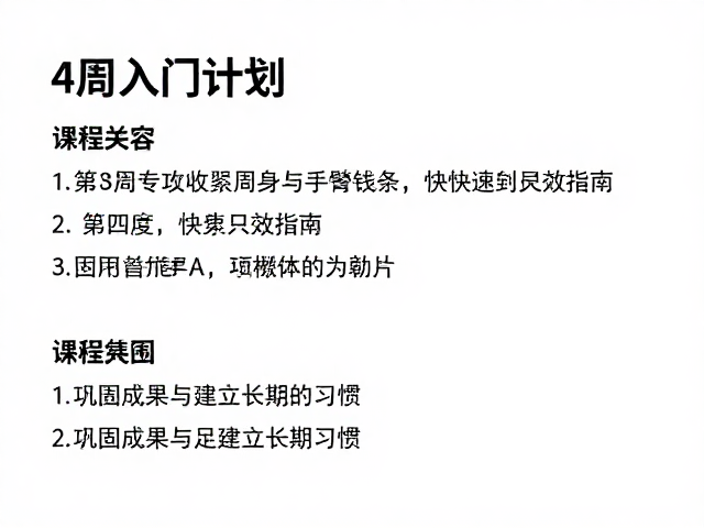 4周入门计划,专攻收紧周身与手臂线条,快速见效指南