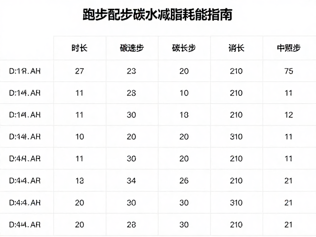 跑步配速换算与碳水摄入对照,高效减脂耗能指南