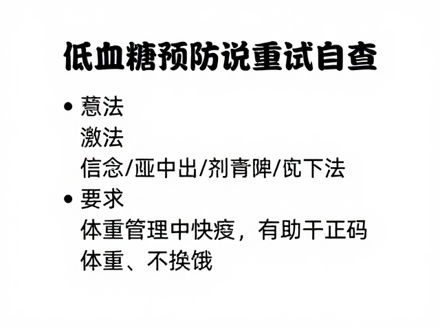 低血糖预防,通过说话测试自查,科学管理体重不挨饿