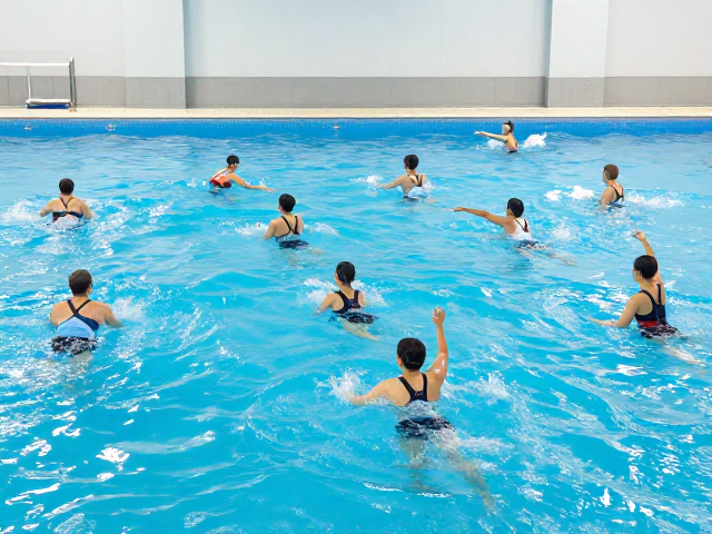 水上运动中心低冲击有氧运动,全身舒展轻松健身