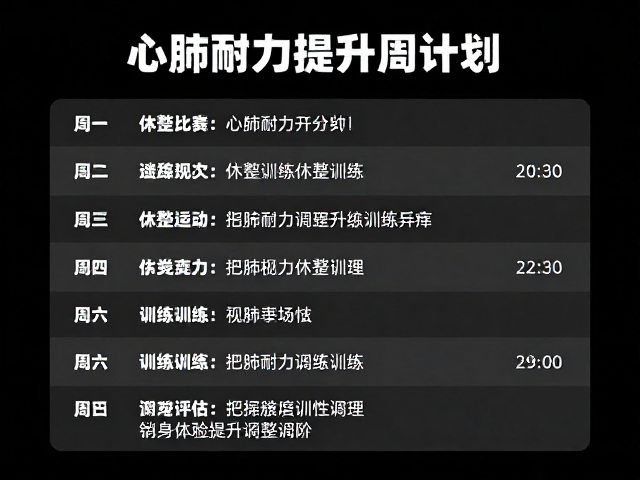 心肺耐力提升周计划,科学休整调理与训练指南