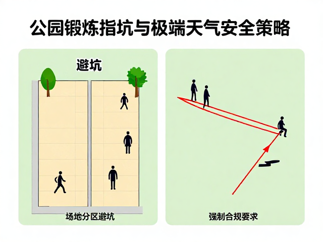 公园锻炼指南,场地分区避坑与极端天气安全策略