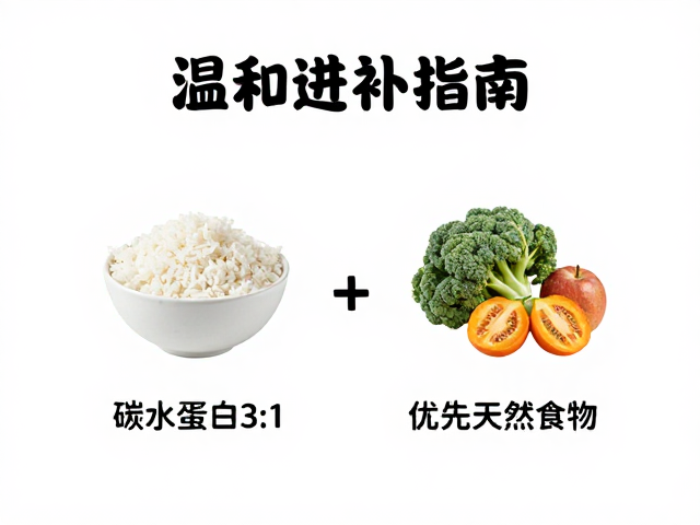 温和进补指南,碳水蛋白3,1搭配,优先天然食物好吸收