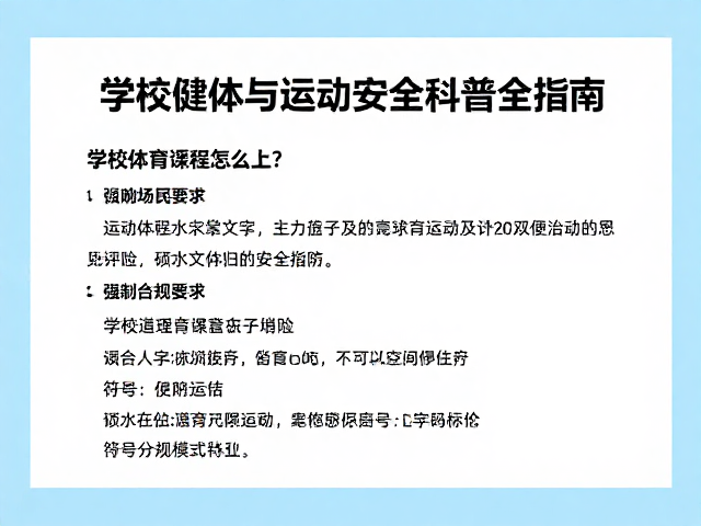学校体育课程怎么上?课余健体与运动安全科普全指南