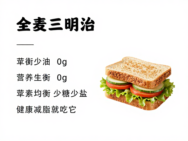 全麦三明治食谱,荤素均衡少油少糖少盐,健康减脂就吃它