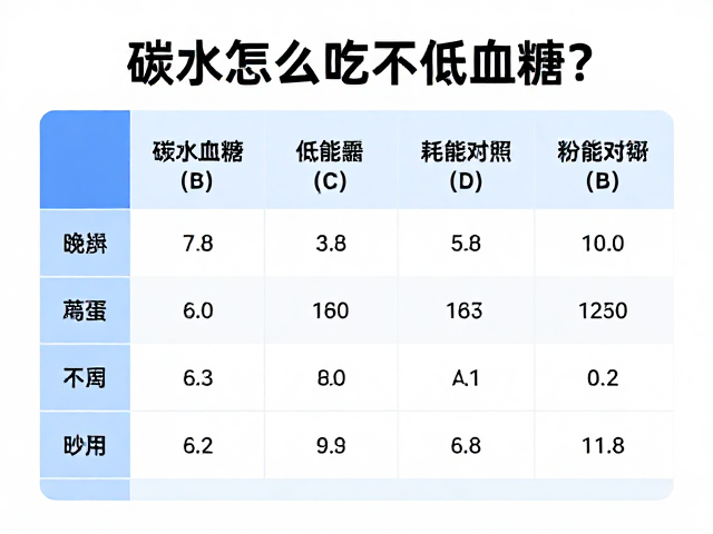 碳水怎么吃不低血糖?耗能对照表,防低血糖指南