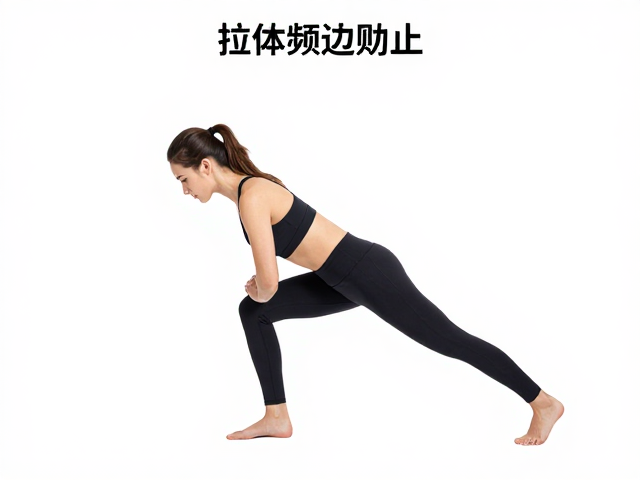动态拉伸舒展肌群，疼痛时立即停止的正确姿势