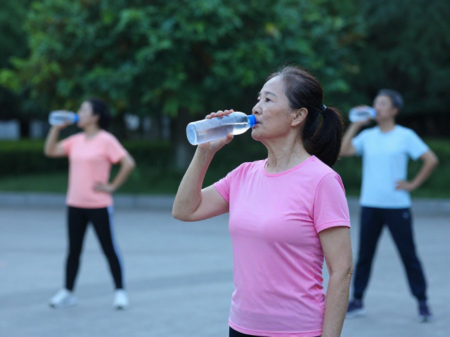 中老年人公园锻炼注意补水，这3个黄金时间喝水最养身