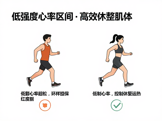 低强度有氧放松，控制心率区间，高效休整肌体