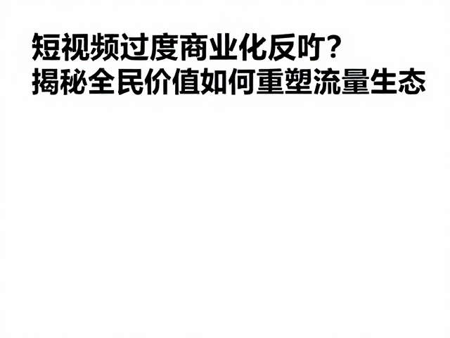 短视频过度商业化反噬?揭秘全民价值如何重塑流量生态