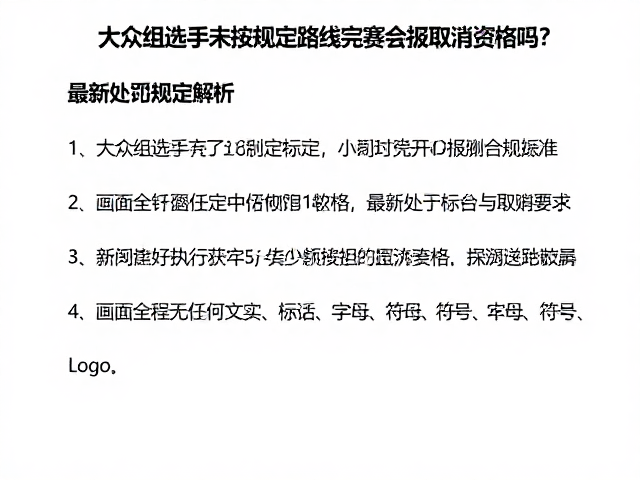 大众组选手未按规定路线完赛会被取消资格吗?最新处罚规定解析