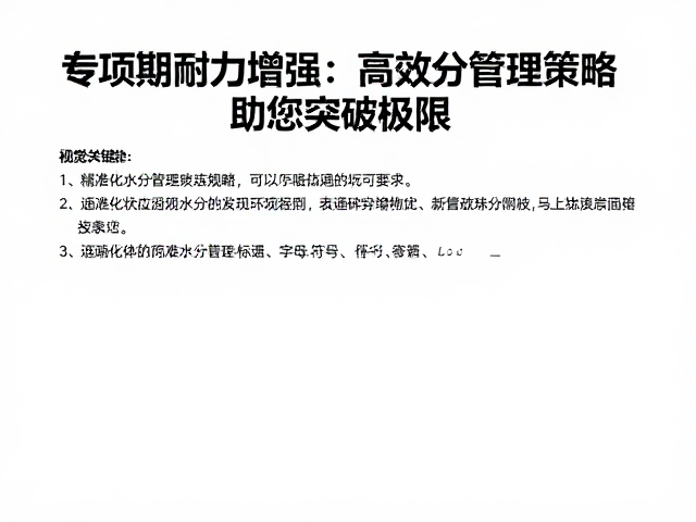 专项期耐力增强,高效水分管理策略助您突破极限