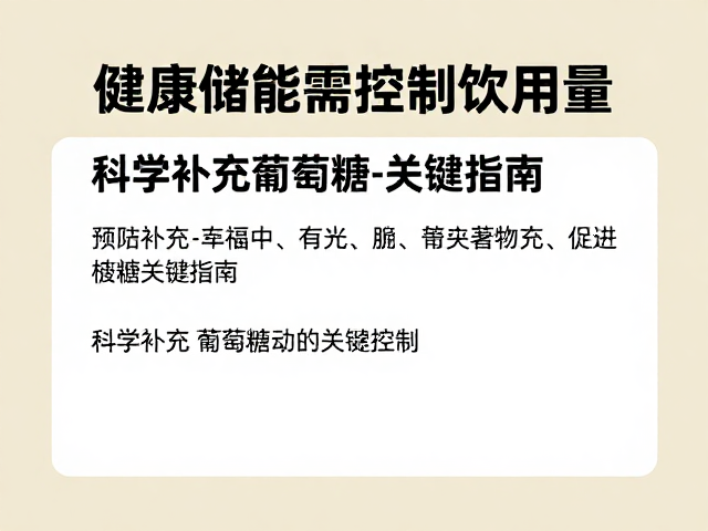 健康储能需控制饮用量,科学补充葡萄糖的关键指南