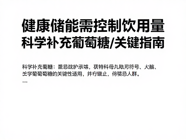 健康储能需控制饮用量,科学补充葡萄糖的关键指南