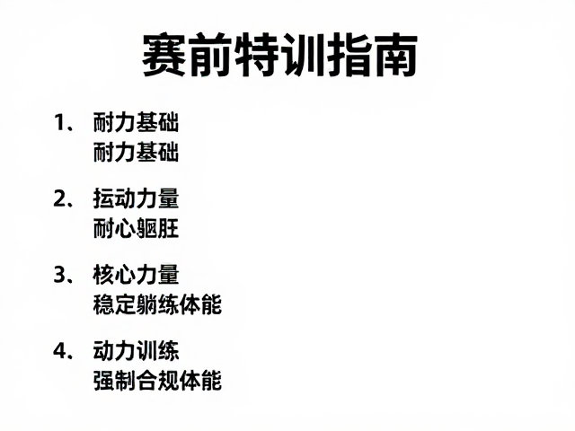 赛前特训指南,结合耐力基础与核心力量训练,打造巅峰体能