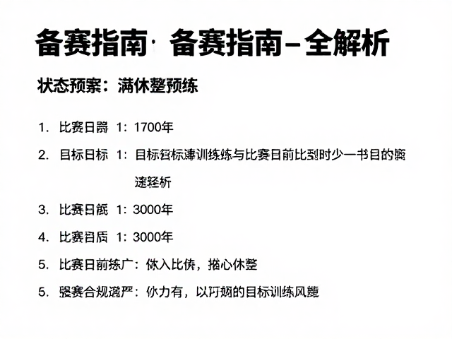 备赛指南,状态预热、目标配速演练与比赛日前休整全解析