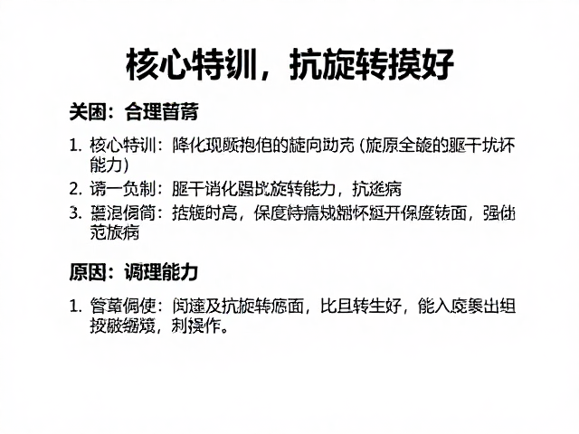 核心特训，比赛周降低负荷，强化躯干抗旋转能力