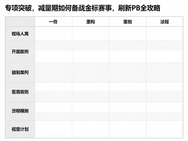 专项突破,减量期如何备战金标赛事,刷新PB全攻略
