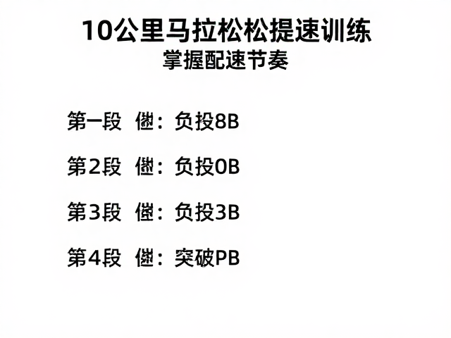 10公里马拉松负分段提速训练，掌握配速节奏，轻松突破PB