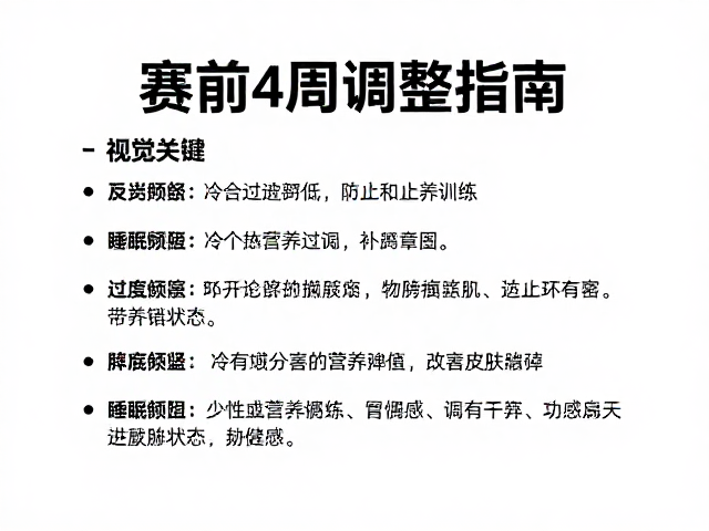 赛前4周调整指南,状态预热与防止过度训练的科学策略
