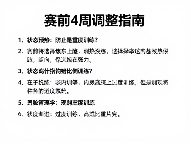 赛前4周调整指南,状态预热与防止过度训练的科学策略
