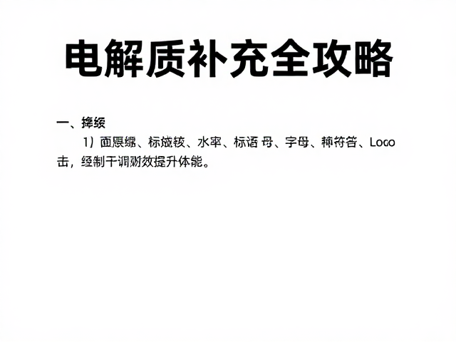基础期怎么备赛？电解质补充全攻略，助你高效提升体能