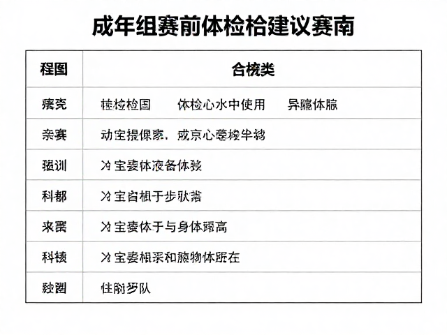 成年组赛前体检建议，赛程分级下的健康保障指南
