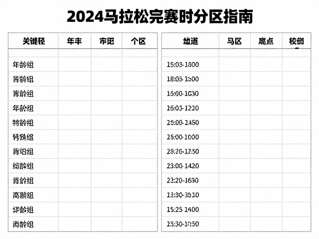 2024马拉松完赛时间分区指南,组别选择与经历要求全解析