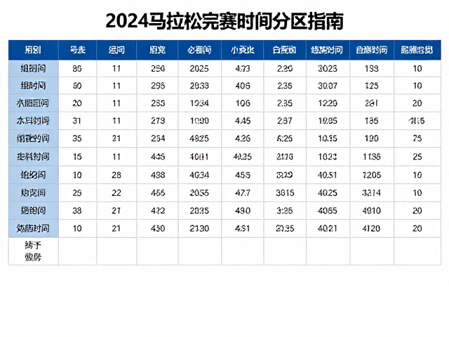 2024马拉松完赛时间分区指南,组别选择与经历要求全解析