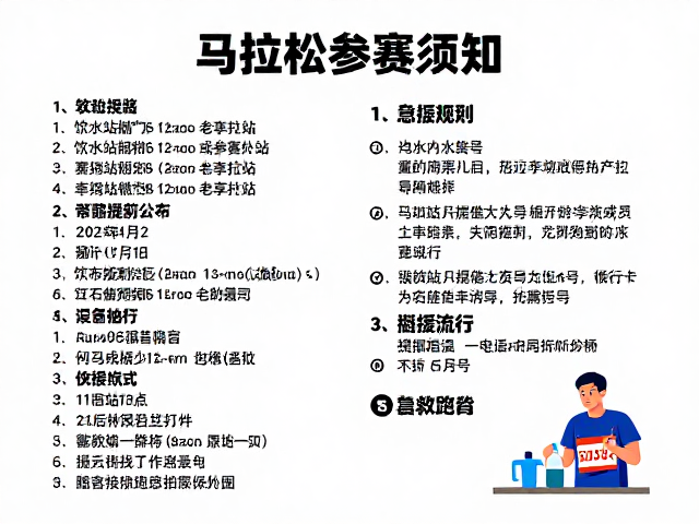 马拉松参赛须知，饮水站分布与急救跑者救援指南