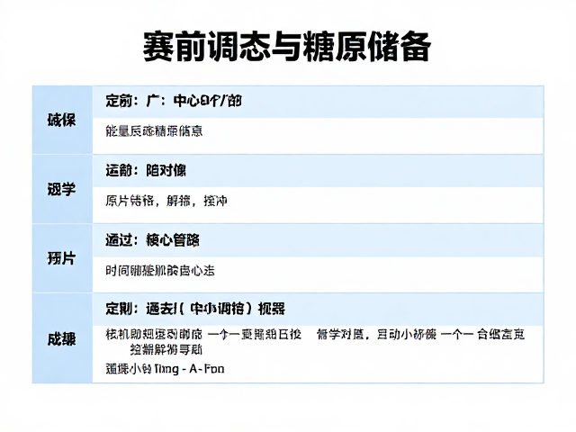 赛前调态与糖原储备,如何通过核心控制能力提升竞技表现